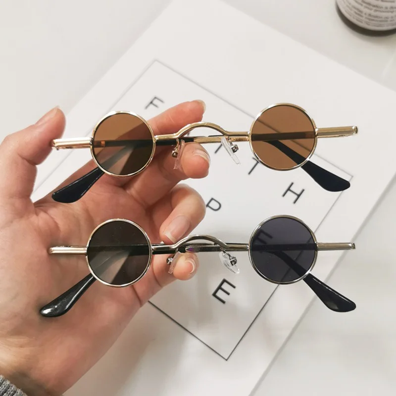 Korean Children Fashion Sunglasses 3-10 Years Old Boys Girls Small Frame Round Metal Eyeglasses Personality Street Shot Sun Glas