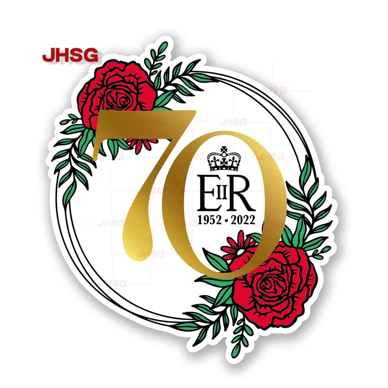 Queen Platinum Jubilee Rose 70 Anni Sticker - 2022 Union Jack Celebration Party Royal Her Majesty Queen Elizabeth Anniversary