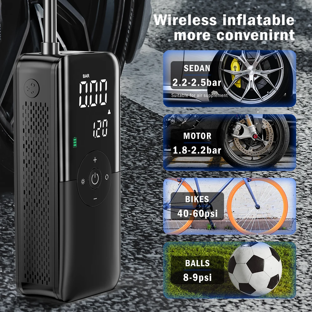Air Compressor 12v Air Pump For Car Portable Tyre Inflator Electric Motorcycle Pump Compressor For Car Motorcycles Bicycles