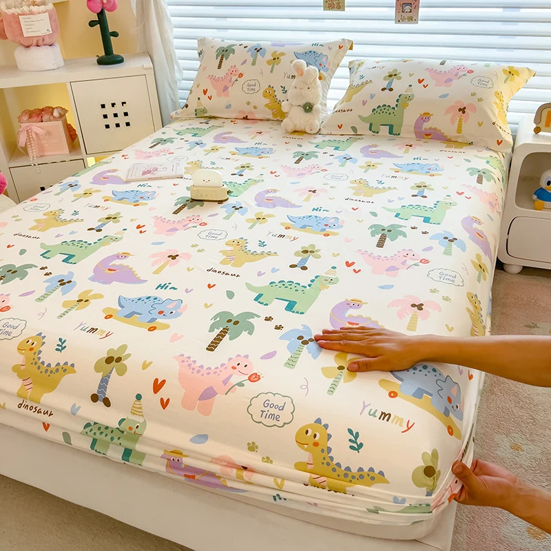 Skin-friendly Bed Sheets 100% Cotton Bed Cover Floral Style Fitted Sheet Queen Size Bed Linen couvre lit (Pillowcase Need Order) 6