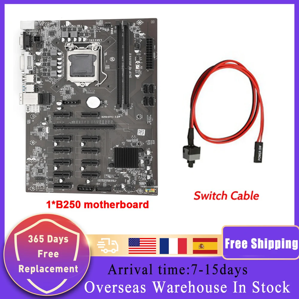 Материнская плата B250 для майнинга PCIe X1 PCI-E X16 устройство BTC asus LGA1151 USB3.0 SATA3