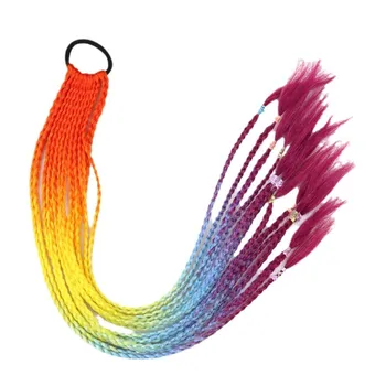 Wholesale European And American Dirty Braids Ponytail For Women Colorful Chemical Fiber Ethnic Style Rubber Band Small Braids 1