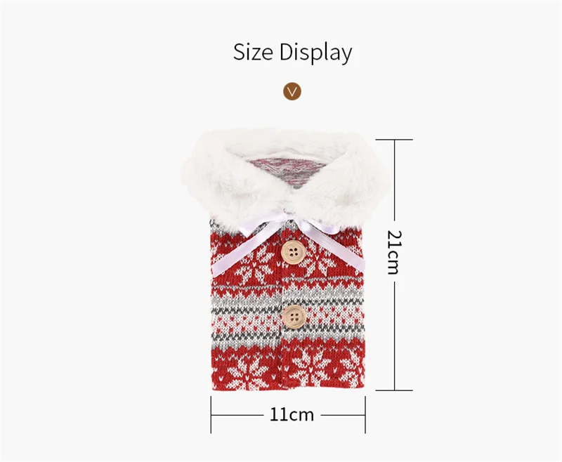 Description Picture 3 of itemChristmas Red sweater Wine Bottle Cover Christmas Decorations for Home Knitted snowflake Wine bottle bag Xmas Gifts Table Decor