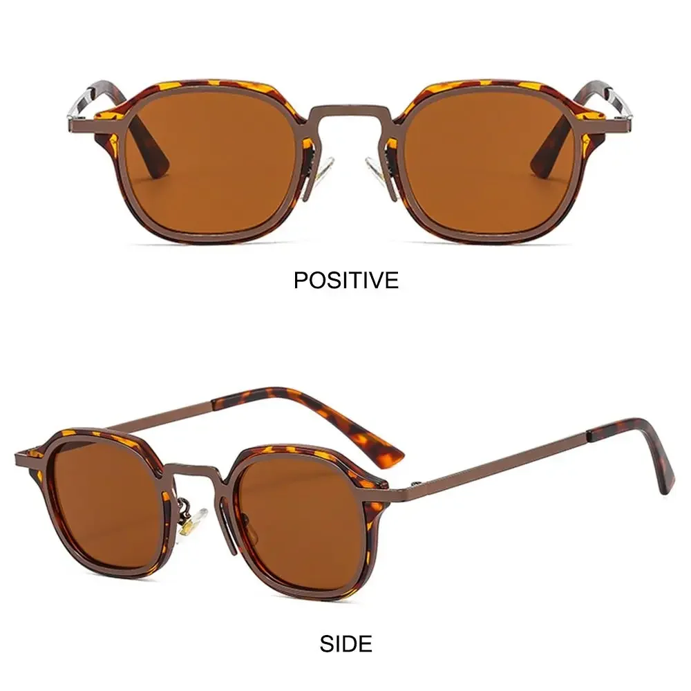 Fishing Glasses UV400 Protection Small Square Sunglasses Retro Metal Frame Driving Sun Glasses Punk Shades for Women & Men