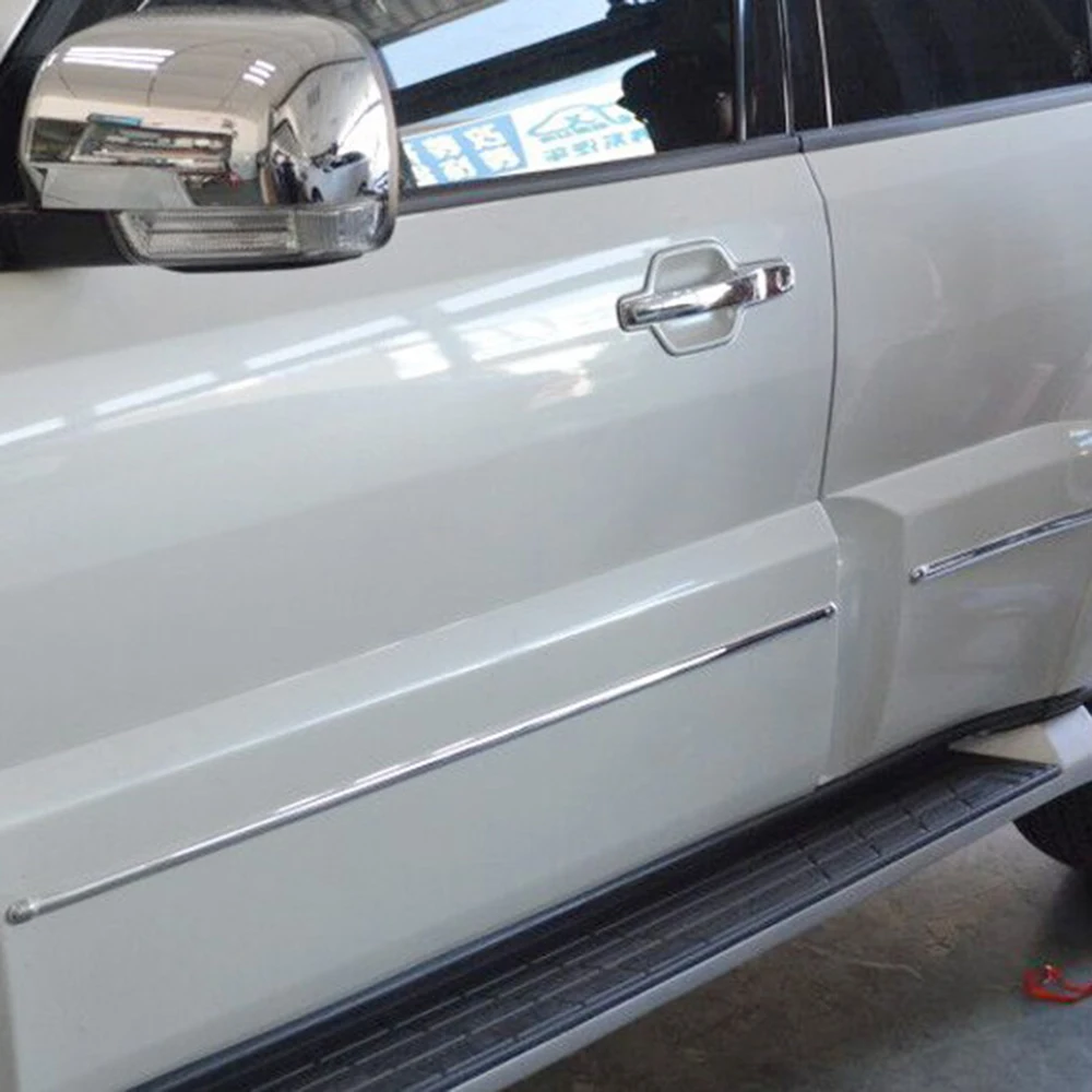미쓰비시 파제로 V80 V93 V95 V98 2007-2021 크롬 블랙 사이드 도어 바디 몰딩 스트립 커버 트림 자동차 스타일링 5도어 SUV