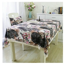 

Linen Tablecloths, Waterproof Table Covers Gray Lotus Flowers Gray Dining Table Coffee Table Deco