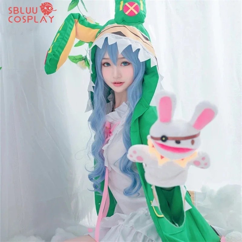 

SBluuCosplay (In stock) Date Live Yoshino Cosplay Costumes Green Hooded Women Girls Coat Halloween Costumes with Socks