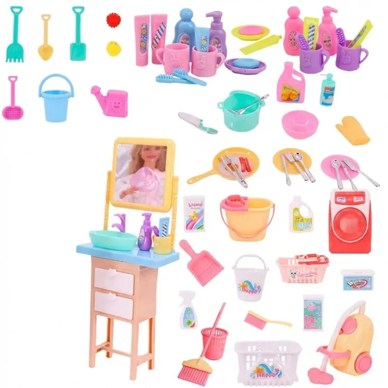 Barbie Miniature Home Living Set: Furniture, Appliances & Accessories for Children’s Playhouse Fun