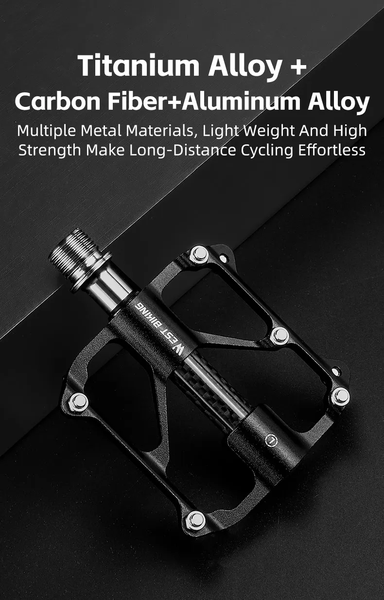 WEST RADFAHREN Titan Achse Fahrrad Pedal Ultraleicht 3 Lager Carbon Welle Abdeckung Fahrrad Pedale Straße MTB Anti-Slip Radfahren teile – Detail 13