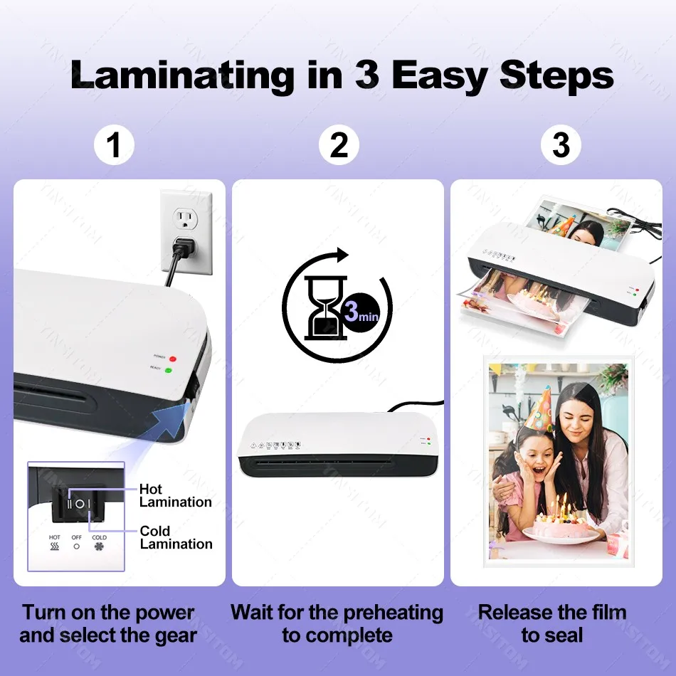 YINSITOM A4 Laminator A3 A4 A5 A6 Laminating Machine in Hot and Cold Mode with Paper Dryer, Corner filling and laminate sheets - 5