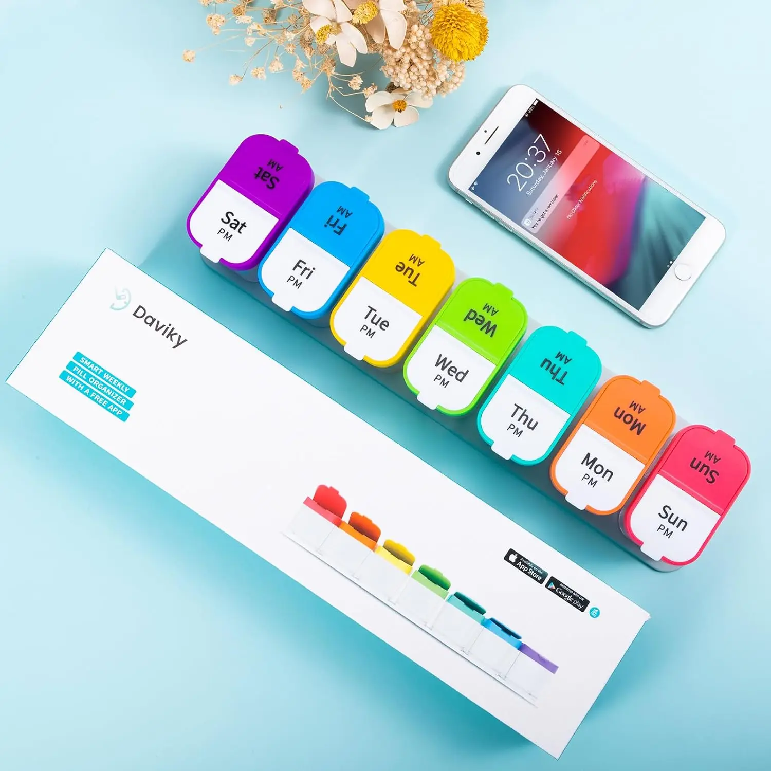 Oversized Weekly Pill Organizer with AM/PM Compartments for Medications and Supplements