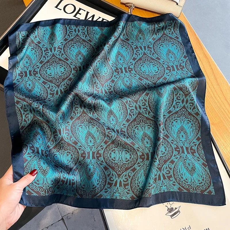 53cm Women Square 100% Silk Scarf Foulard Bandana Lady Floral Scarves for Hair Bands Red Neckerchief Spring New Bag Ties 6