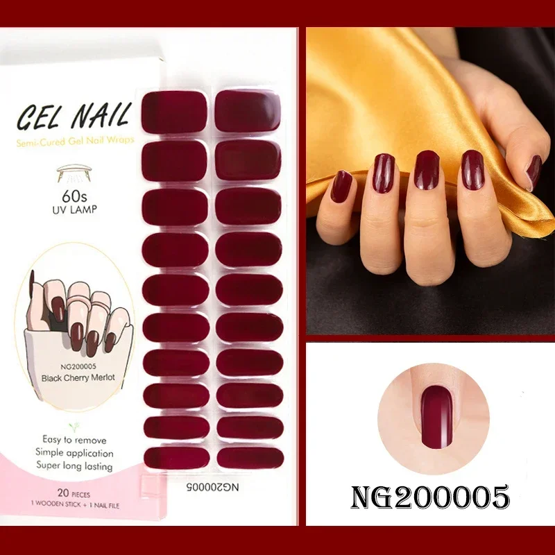 Semi-Cured Gel Nail Wraps Super Long Lasting Gel Nail Stickers 60s LED Lamp Need Nail Art Accessories Easy to Remove 2