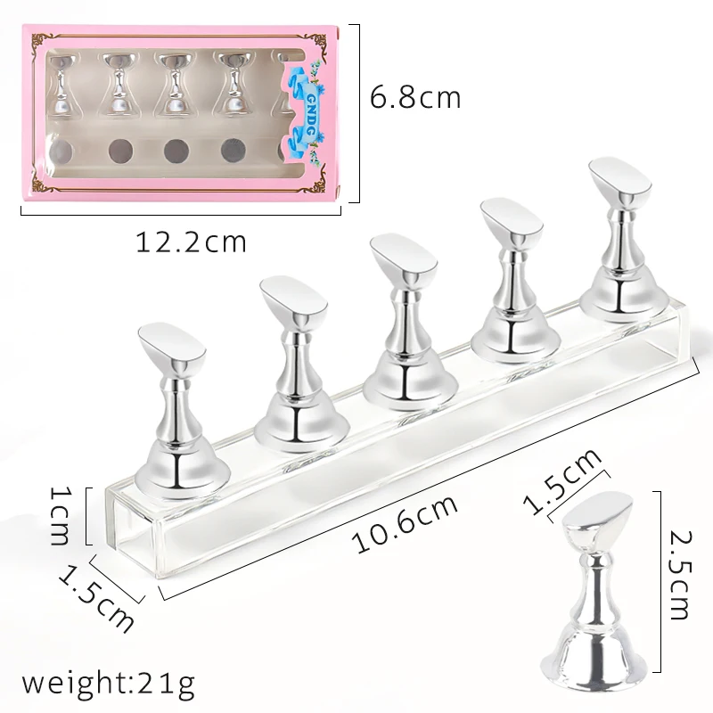 Display For Art Nail Holder False Nail Tip 5pcsPractice Stand Crystal Base Magnetic Holder Nail Art Salon DIY & Practice Tools