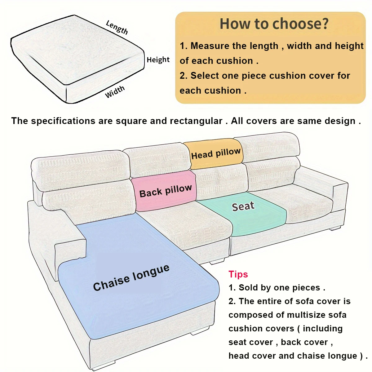 1pc Jacquard Sofa Seat Cushion Cover Chair Cover Stretch Washable Removable Slipcover 1/2/3/4 Seat Polar Fleece Sofa Protector 3
