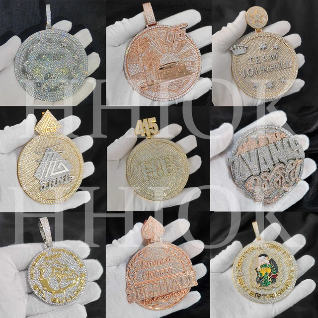 Hip Hop Jewelry Custom Full Iced Out Polygon Pendant Name/Logo/Letter Personalized Your Own CZ Charm Necklace With CAD 3D Map