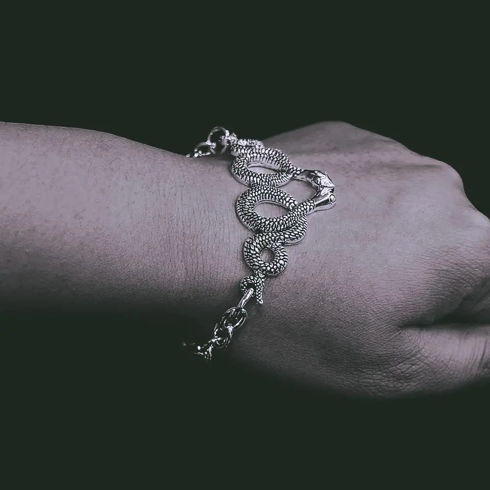 Medusa Bracciale Serpente Argento Catena Dark Goth Gothic Wpruriginoso Gioielli In Metallo Argento Serpente Braccialetto Serpente