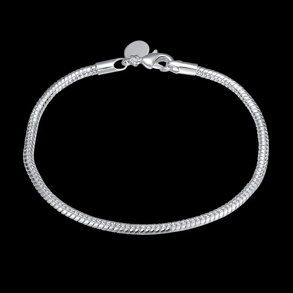 

Hot Popular brands 3mm snake bone chain 925 Sterling Silver Bracelet for woman man jewelry Wedding party Christmas gifts