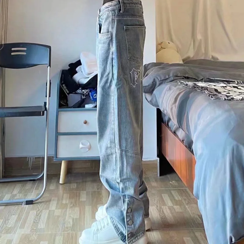 Mens Cowboy Pants Trend Hip Hop Trousers Baggy Retro Jeans For Men Straight Casual Vintage Summer Ripped Regular Kpop