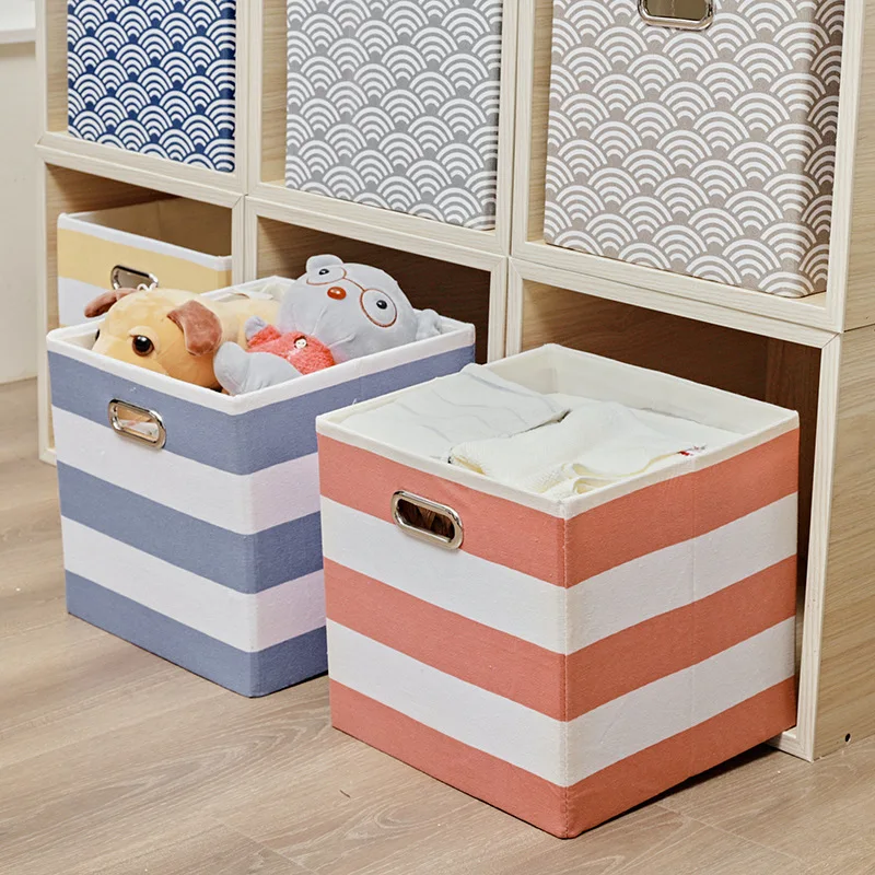 Cube panier de rangement en tissu, bacs de rangement en lin robustes,  boîtes pliables pour vêtements, jouets pour enfants - AliExpress