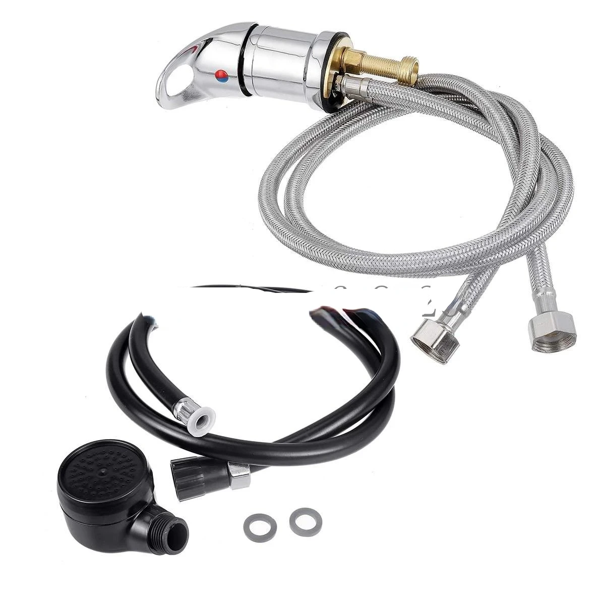 

Hair Salon Shampoo Basin Sink Hot and Cold Tap Handle Shower Nozzle Hose Faucet Replacement Kit