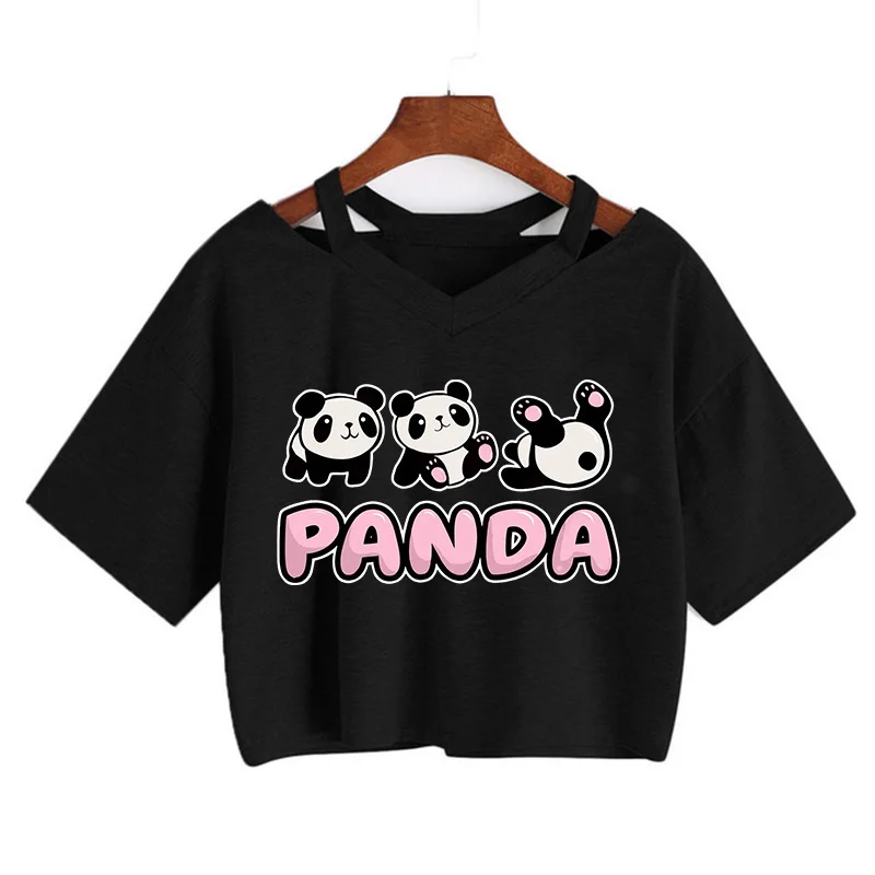 Kawaii Crop Tops for Girls Cute Korean Style T-shirt Women Panda Milk Tea Graphic T Shirt Cartoon Haruku Y2k Tee Tshirt111_voghion.com