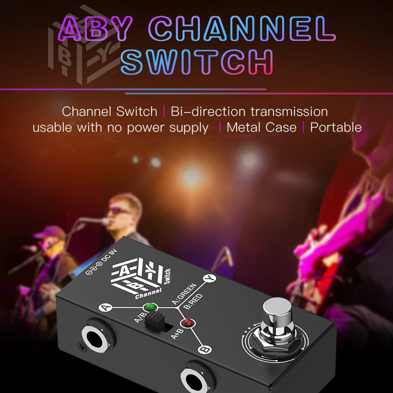 Guitar Pedals ABY Box Line Selector AB Switch Mini Guitar Effect Pedal Bidirectional Transmission Metal Casing Anti-slip