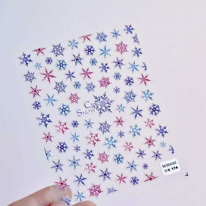 

[Meow.Sensei] Relief 174 Yuji Nail Stickers Japanese Nail Sticker Pro Three-Dimensional Pink Blue Snowflake Sticker