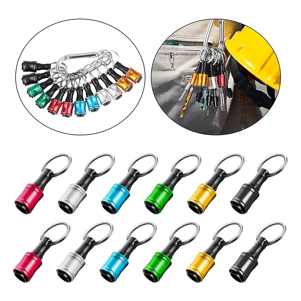 12PCS 1/4Inch Hex Shank Screwdriver Bits Holder Extension Bar Keychain Screw Adapter Drill Bits Holder (6 Colors)
