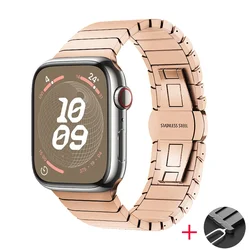Premium Stainless Steel Metal Link Bracelet for S11 - 10 46mm 44 45 49 (Rose gold)