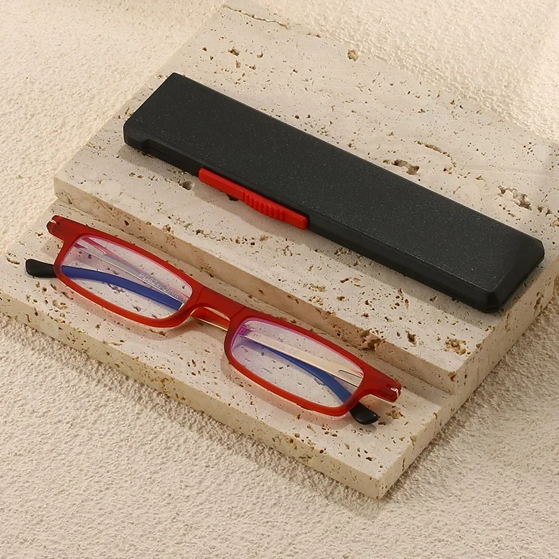 

2023 Latest Design Squared Frame Portable With Carryable Box Presbyopia Unisex Men Women Corrective Eyeglasses Reading Glasses
