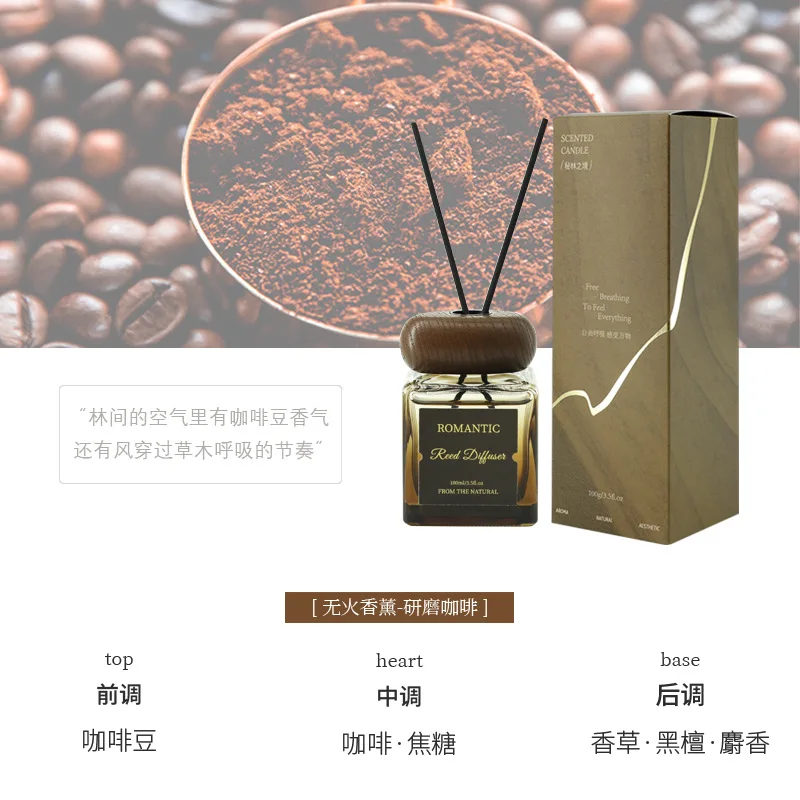 100ml Premium Coffee NoFire Free Aromatherapy Gift Box Indoor Deodorant Fragrance Essential Oil Household Toilet Lasting Perfume