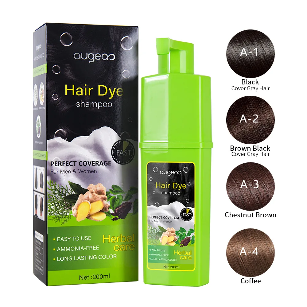 200ml Natural Plant Conditioning Hair Dye Black Shampoo Fast Dye White Grey Hair Removal Coloring Black Hair Bubble Hair Dye