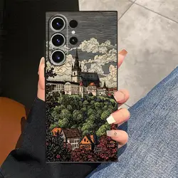 Black Soft Phone Cover Case with Vintage Castle Art Design - Galaxy S20 FE (Mix01)