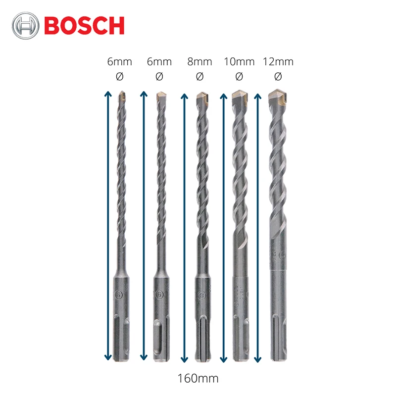 BOSCH SDS plus Multi Functional Drill Bits 5PCS For Concrete/Masonry Round Shank 4 Pits Power Tool Accessories