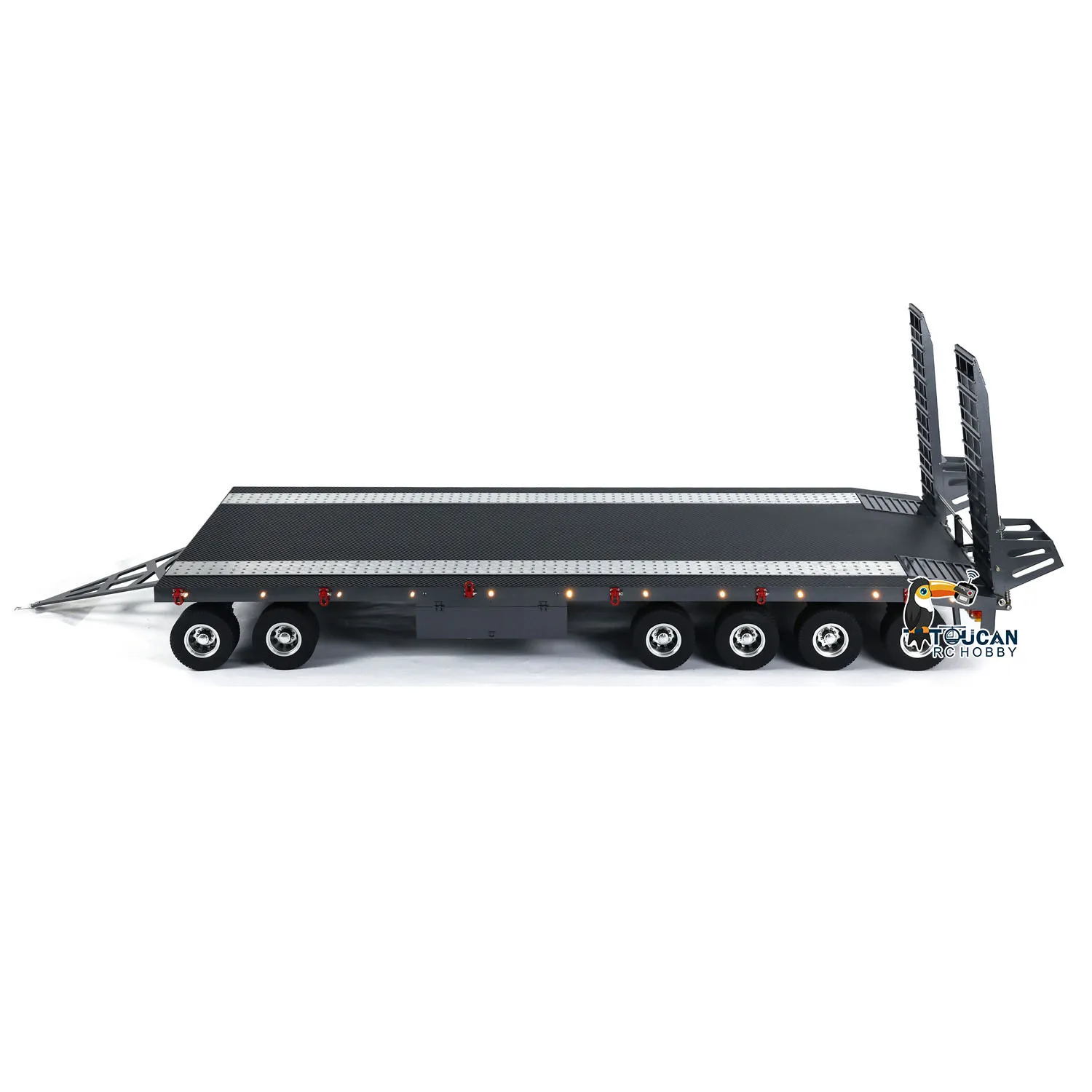 RC Metal Full Trailer 6 Axles 5 Axles for 1/8 1/10 1/12 1/14 RC Tractor Truck Excavator Crawler Car Remote Control Vehicle Model 4