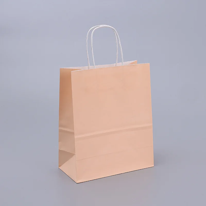 thumbnail image 1 of Bolsas de regalo de papel Kraft con asas, 10/20/30/50 unidades, para compras, manualidades, color marrón y blanco, para fiestas, suministros navideños, 1 of 5