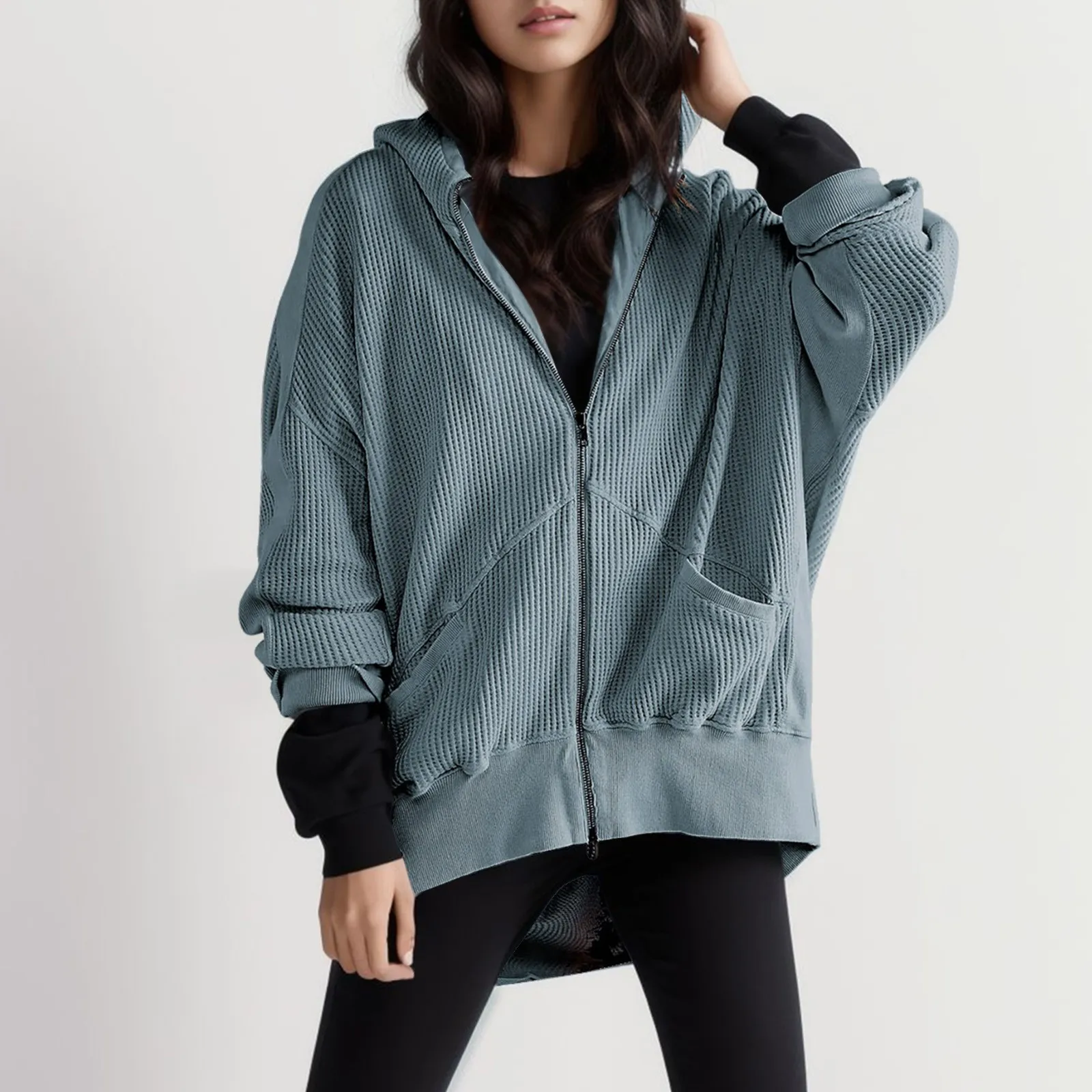 

Women Casual Long Sleeve Pocket Open Front Loose Coat Outerwear For Home Holiday Pullovers Elegant Chemise Tunics Blusas