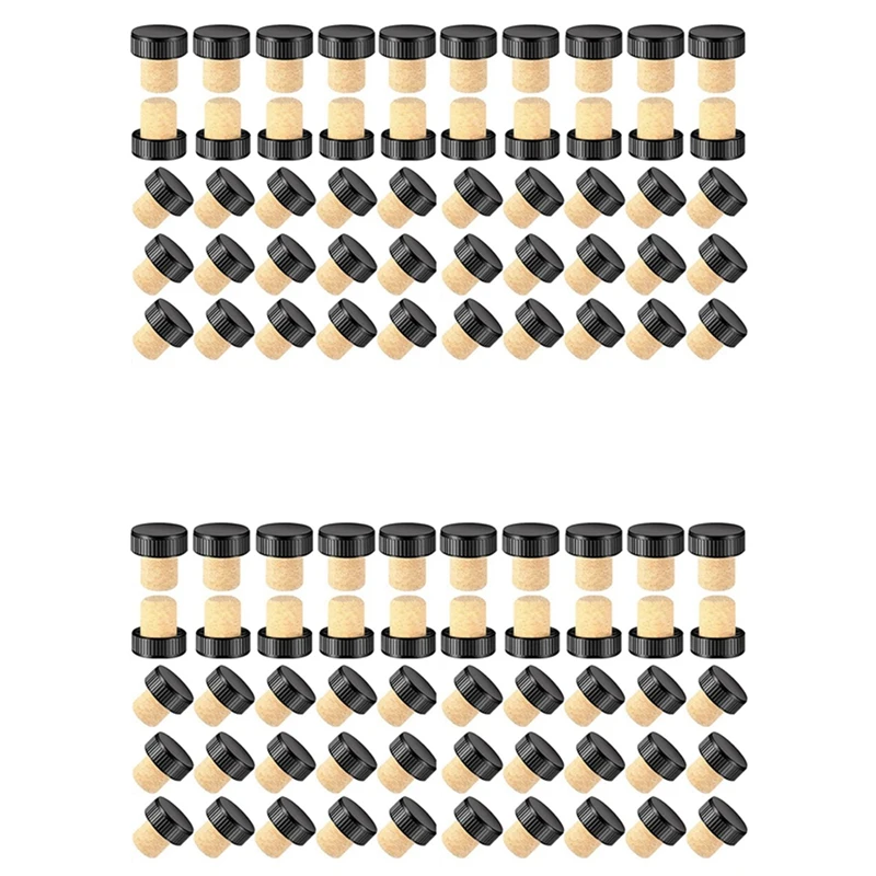 100X Cork Plugs Cork Stoppers Tasting Corks T-Shape Wine Corks With Plastic Top Wooden Wine Bottle Stopper Bottle Plugs