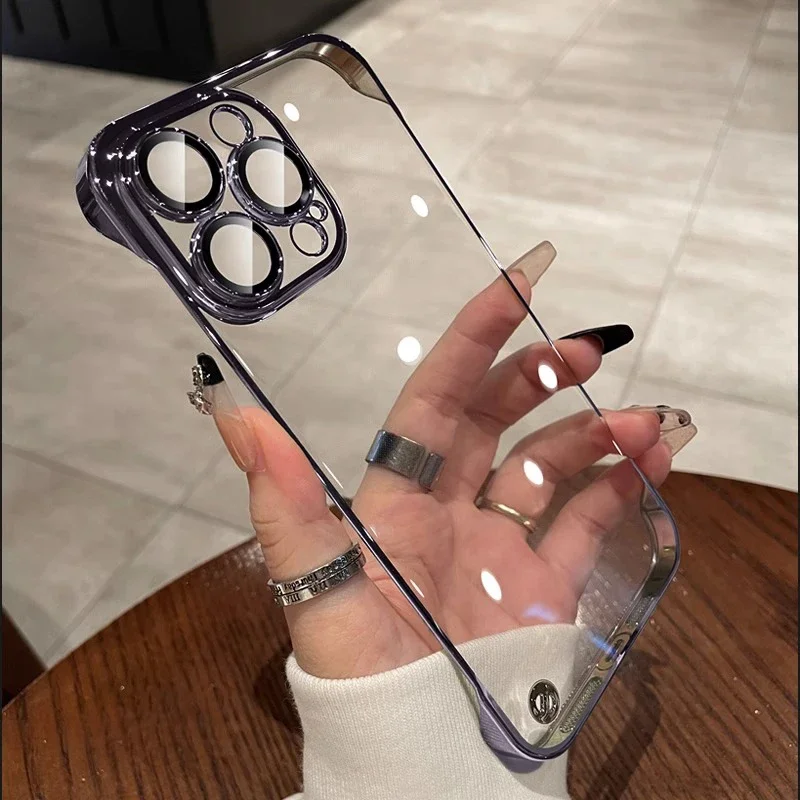 Luxury Clear Plating Frameless Thin Transparent Bumper Cover