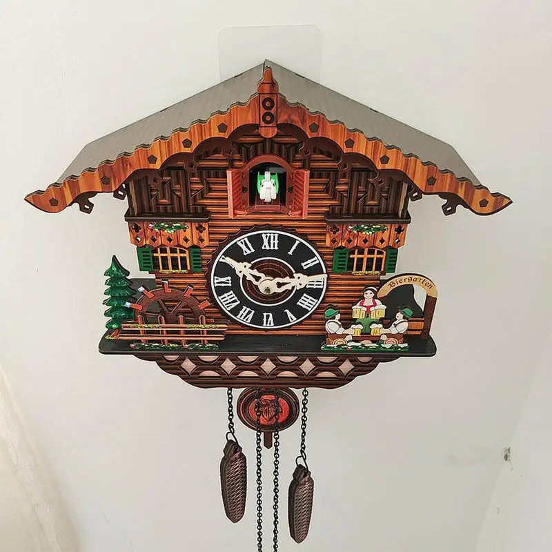 

Wooden Cuckoo Clock Handmade Wall Cuckoo Clock Traditional Black Forest Antique Pendulum Quartzz Wall Clock Time Strike Function