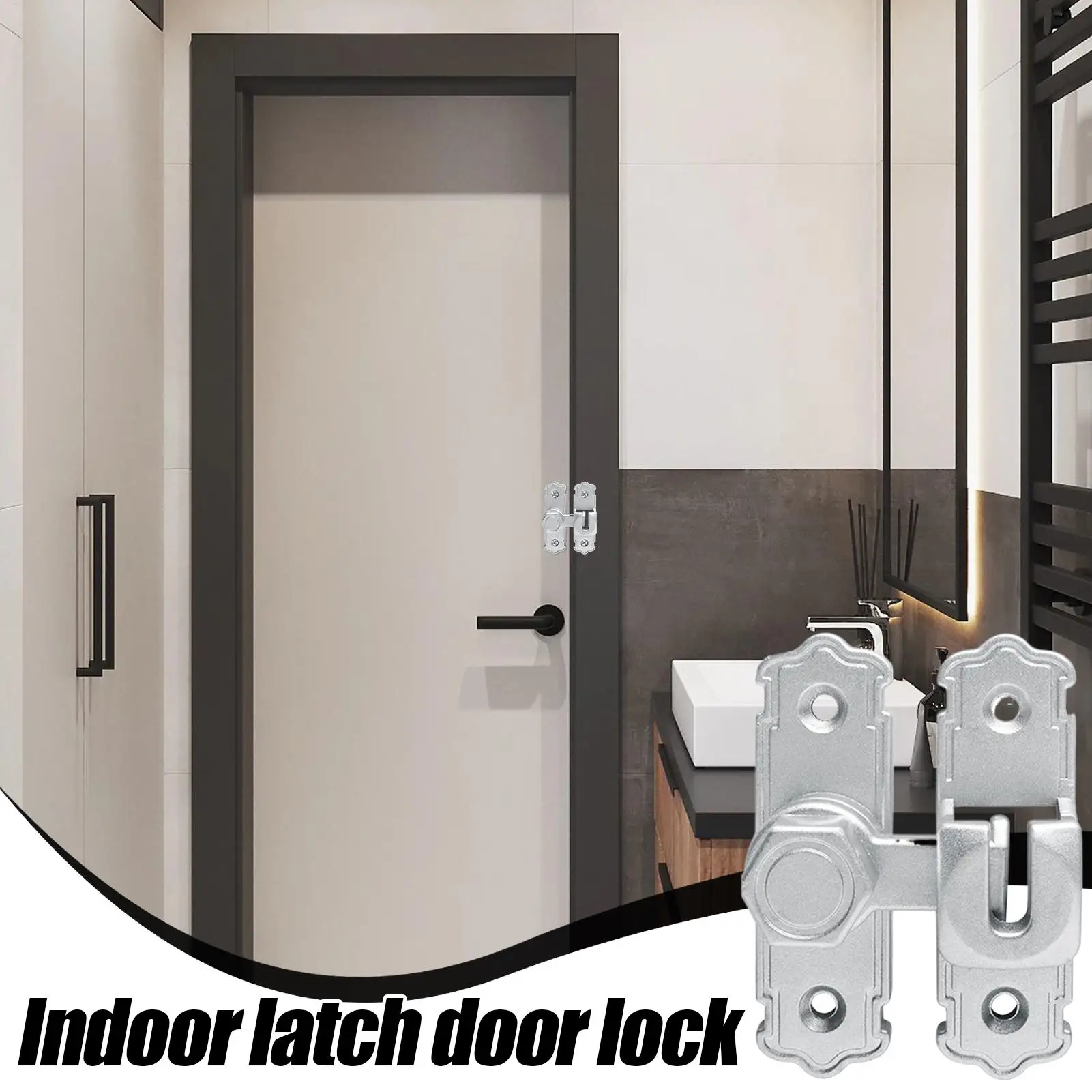NEW Safety Door Bolt Latch Lock 360 Degree Aluminum Alloy Toggle Latch Sliding barn Door Lock Black Iron Right Angle barn Lock