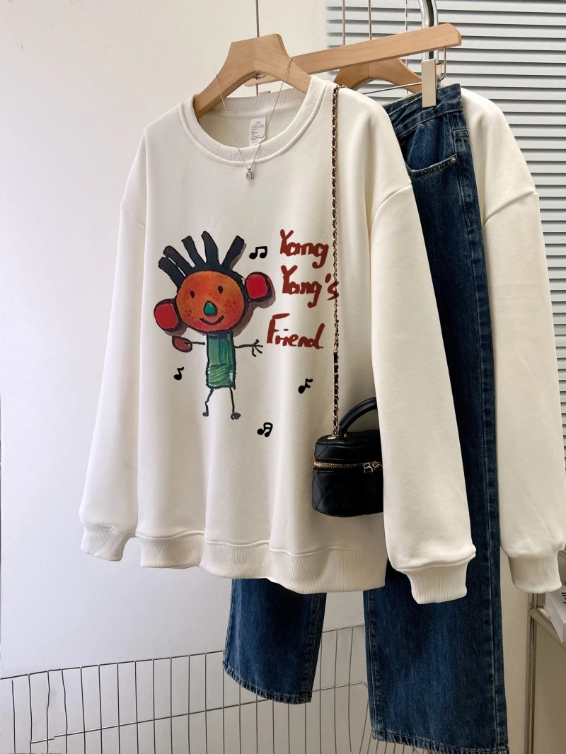 Women's Casual Artificial Fur Cotton Sweater, Loose Large Plush Top, Thick Winter Pullovers, Female Clothing, Autumn Fashion