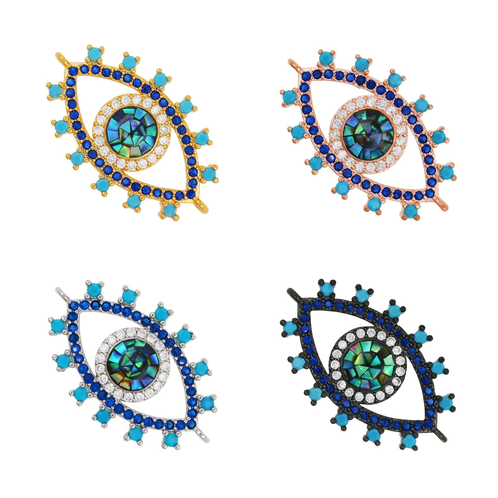 2022 Turkish Eye Jewelry Findings Hamsa Oval Greek Evil Eye Shell Round