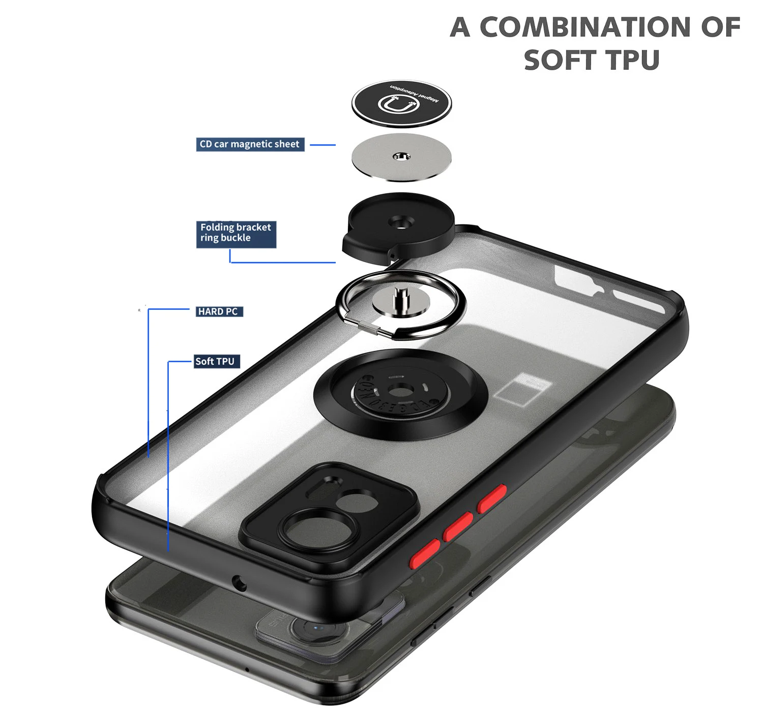 Motorola Edge Series Shockproof Case with Fall Prevention and Ring Stand Holder