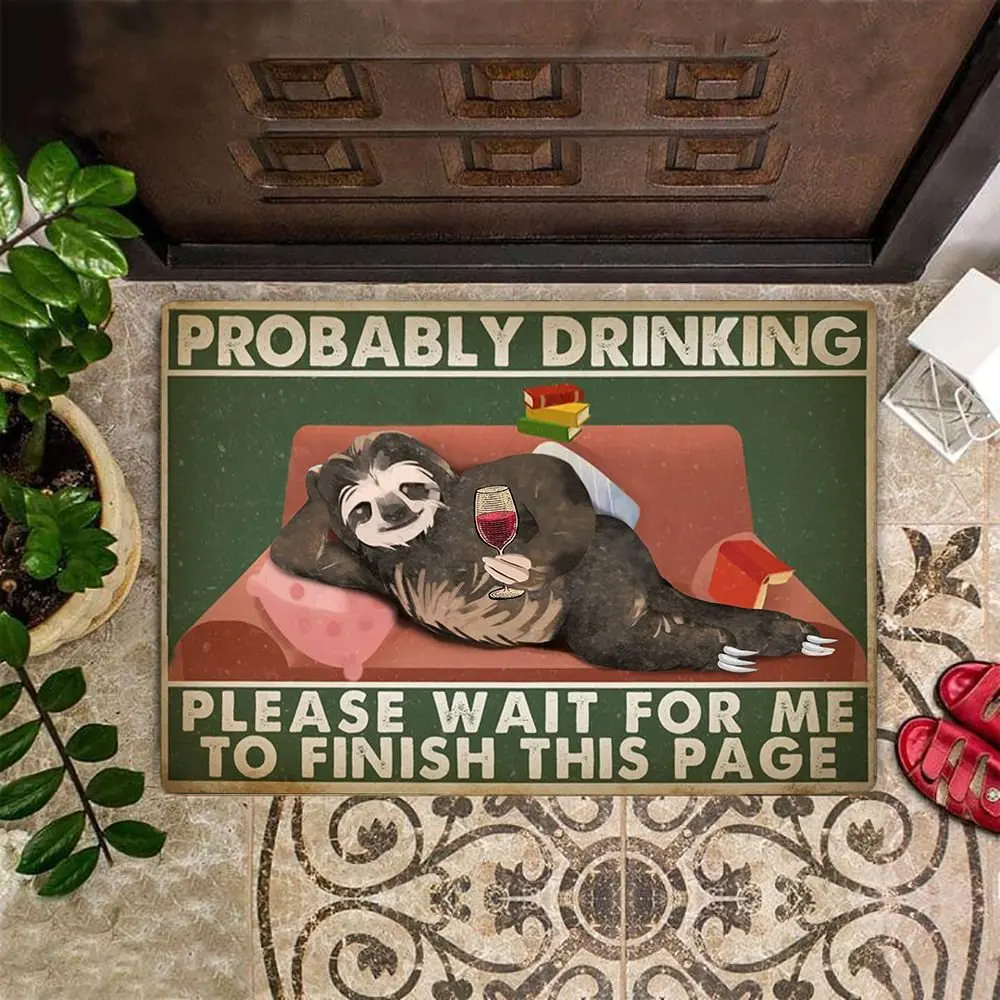 

CLOOCL Sloth Probably Drinking Please Wait For Me Doormat Funny Sayings Wine Drinkers Gift 3D Print Home Decor Mat Drop Shipping