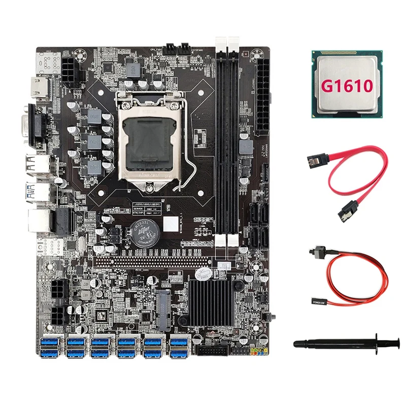 best motherboard  B75 ETH Miner Motherboard 12 PCIE To USB3.0+G1610 CPU+Thermal Grease+SATA Cable+Switch Cable DDR3 LGA1155 Motherboard best desktop motherboard