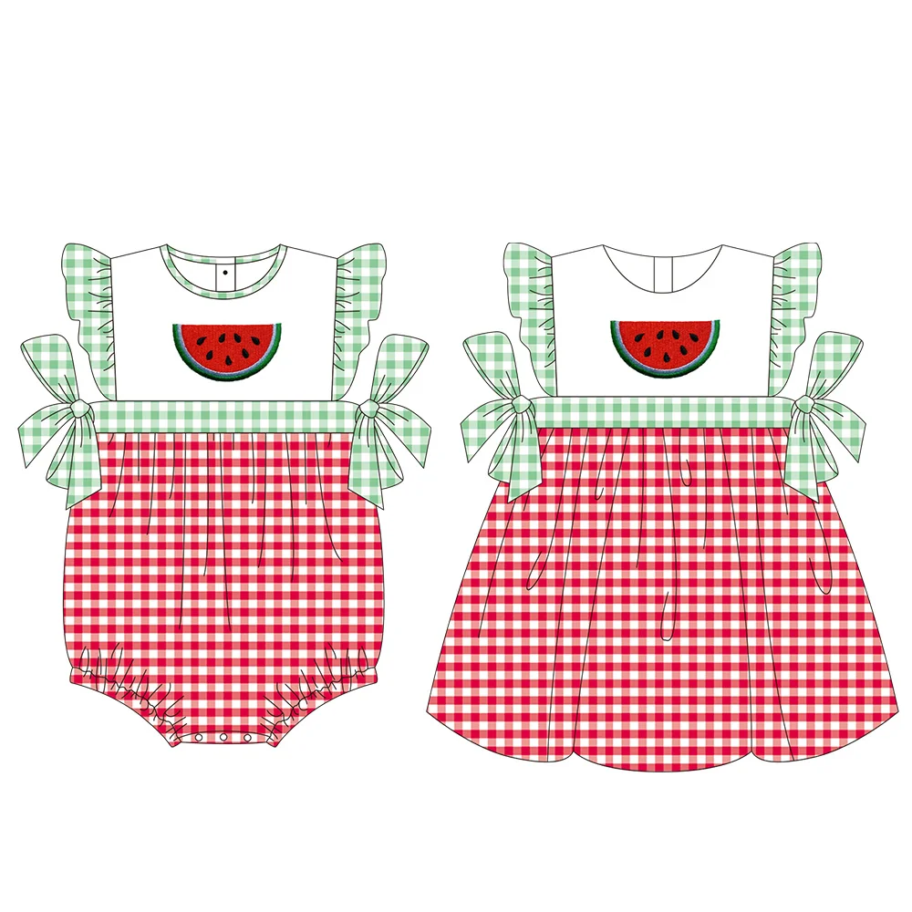 

boutique kids clothing girls casual dresses watermelon pattern pearl sleeve dress Baby dresses romper girl fashion clothes