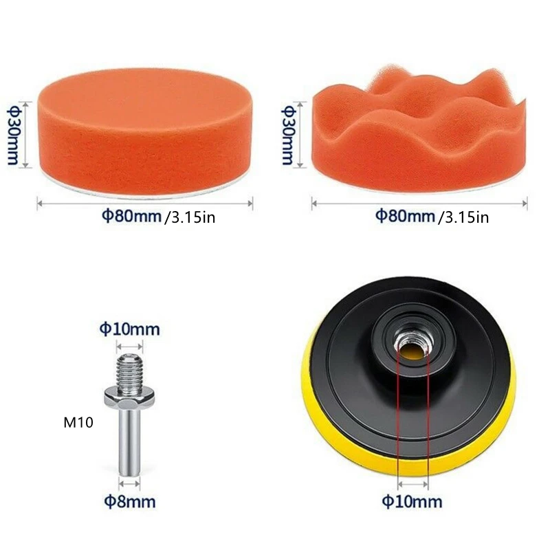 Car Polishing Pad 22Pcs M10 Foam Pad Buffer Polish Machine Wax Pads for Auto Motorcycle Motor Vehicle Remove Scratches