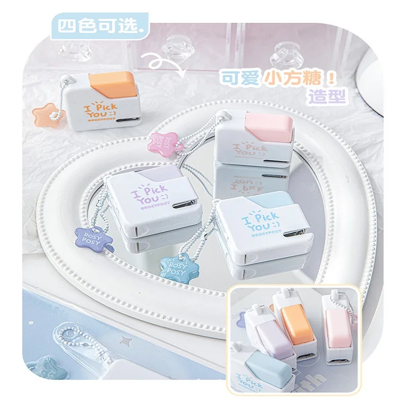 RosyPosy Sugar Cube Stapler,High Value Colores Mini Portable Binding Device with 40pcs staple Home School Office Binding Tools